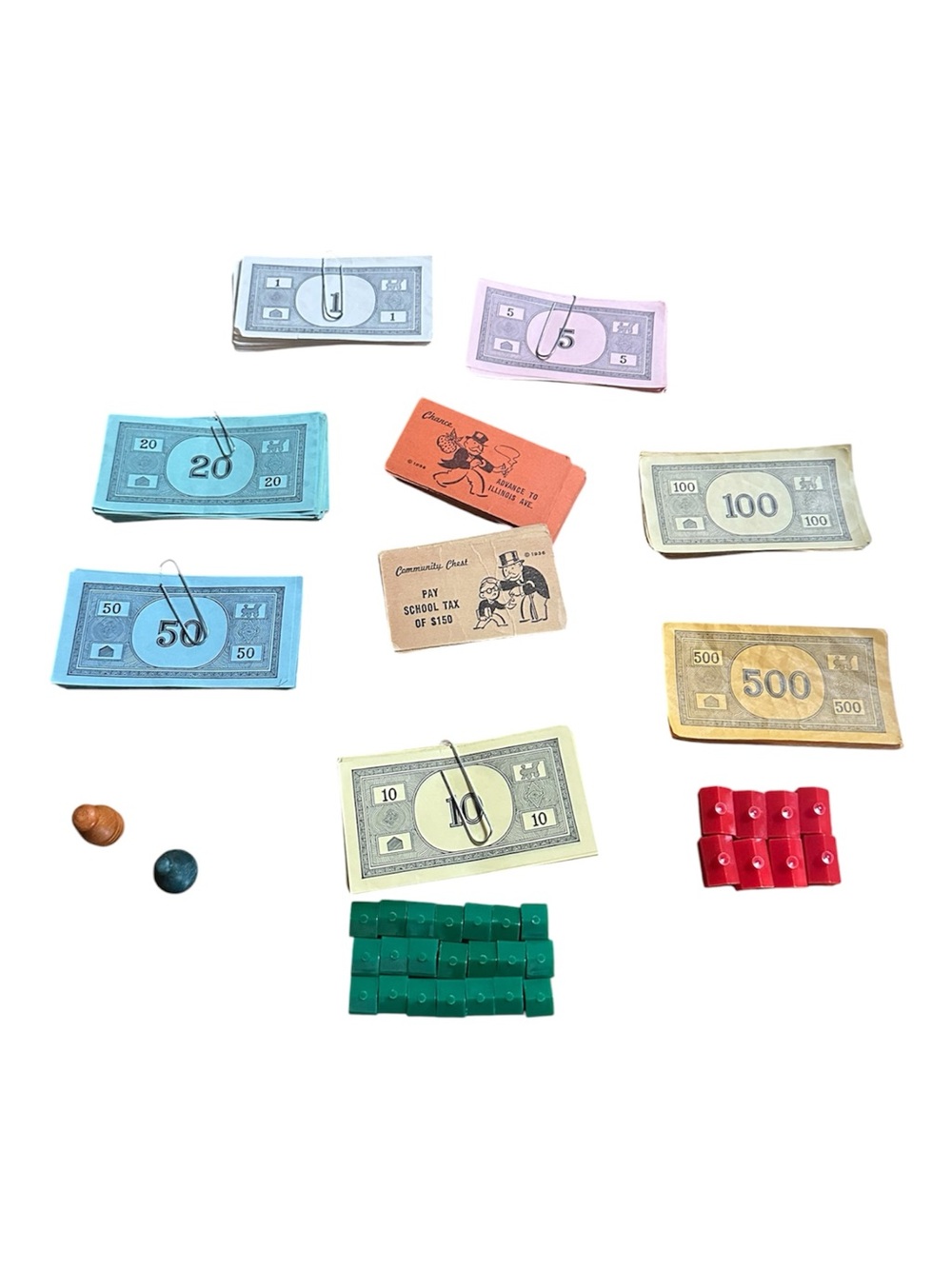 Vintage Board Game Pieces 1936 Card - Multicolor